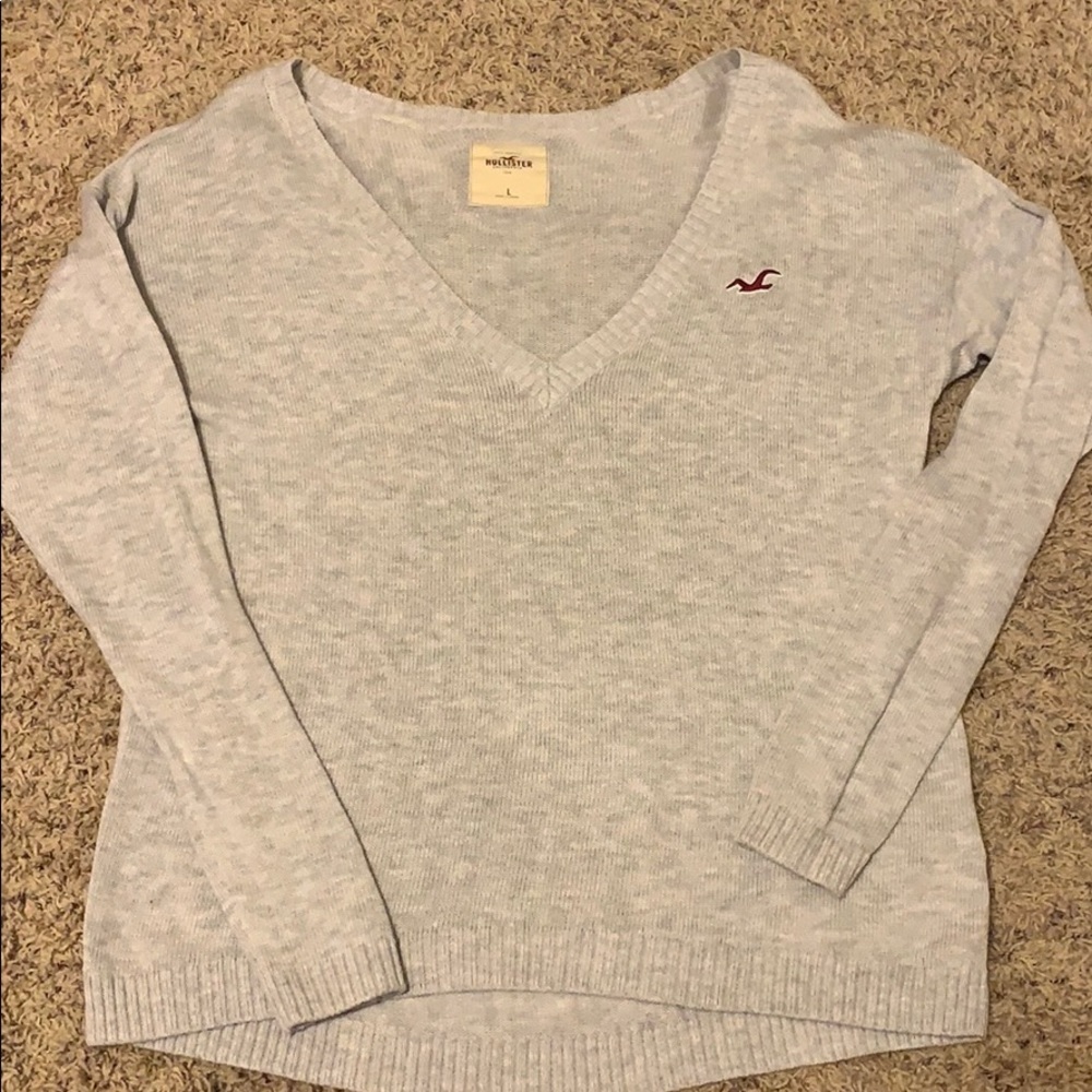 Hollister Co Grey Knit V-Neck Sweater